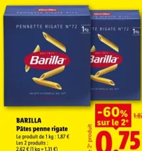 BARILLA Pâtes penne rigate