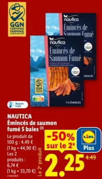 NAUTICA Émincés de saumon fumé 5 baies