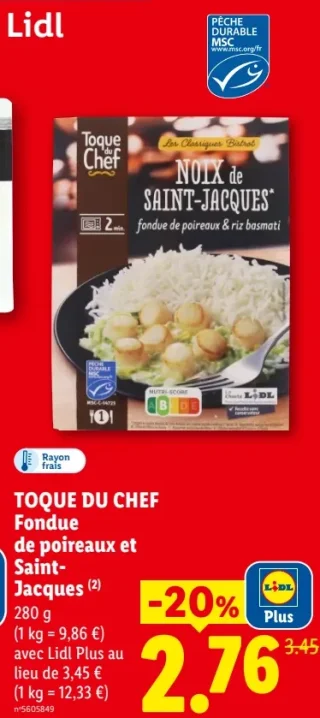 TOQUE DU CHEF Fondue de poireaux et Saint-Jacques