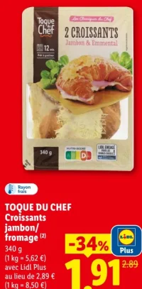 TOQUE DU CHEF Croissants jambon/fromage