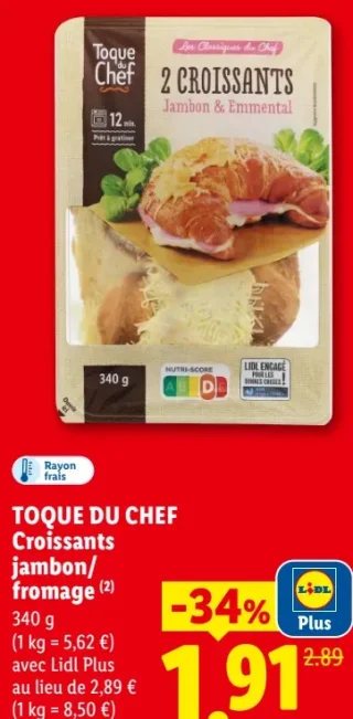 TOQUE DU CHEF Croissants jambon/fromage
