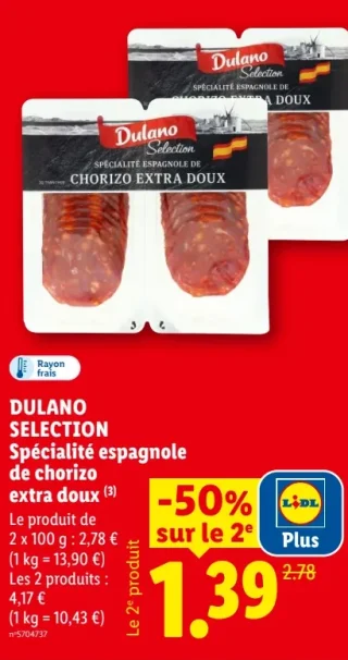 DULANO SELECTION Spécialité espagnole de chorizo extra doux
