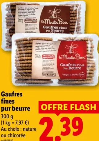 le Moulin Bon Gaufres fines pur beurre
