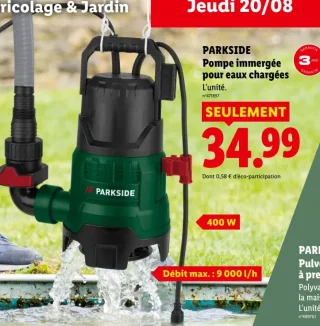 PARKSIDE Pompe immergée pour eaux chargées
