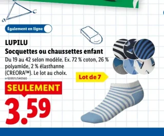 Socquettes ou chaussettes enfant Lupilu