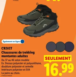 CRIVIT Chaussures de trekking montantes adultes