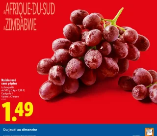 Raisin rosé sans pépins