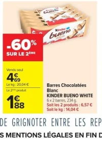 Barres Chocolatées Blanc KINDER BUENO WHITE