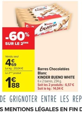 Barres Chocolatées Blanc KINDER BUENO WHITE