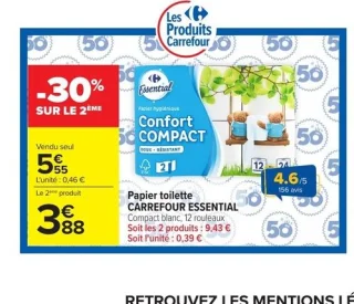 Papier toilette CARREFOUR ESSENTIAL