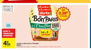 Jambon Le Bon Paris à l'Etouffée Herta