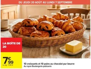 10 croissants et 10 pains au chocolat pur beurre