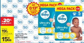 Couches Ultra Dry "Méga Pack" CARREFOUR BABY