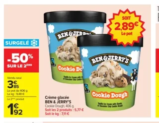 Crème glacée BEN & JERRY'S Cookie Dough