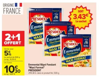 Emmental Râpé Fondant "Maxi Format" PRÉSIDENT