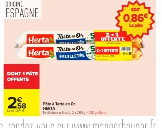 Pâte à Tarte en Or HERTA Feuilletée ou Brisée