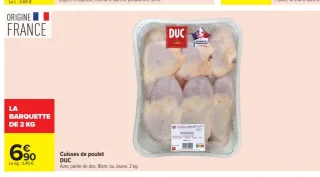 Cuisses de poulet DUC avec partie de dos, Blanc ou Jaune