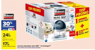Lot d'un absorbeur aero 360° + 4 recharges Rubson