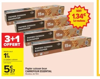 Papier cuisson brun CARREFOUR ESSENTIAL
