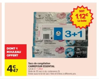 Sacs de congélation CARREFOUR ESSENTIAL