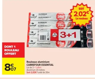 Rouleaux aluminium CARREFOUR ESSENTIAL