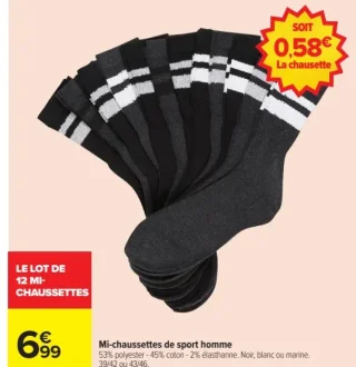 Mi-chaussettes de sport homme