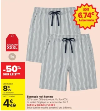 Bermuda nuit homme Tex