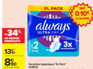 Serviettes hygiéniques "XL Pack" ALWAYS