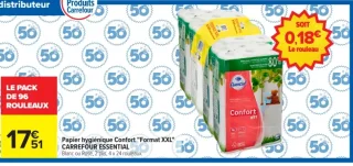 Papier hygiénique Confort "Format XXL" CARREFOUR ESSENTIAL