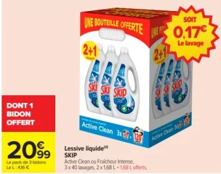 Lessive liquide Skip Active Clean ou Fraîcheur Intense