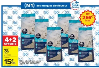 Litière minérale anti-odeurs CARREFOUR COMPANINO