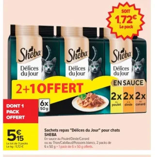 Sachets repas "Délices du Jour" pour chats SHEBA