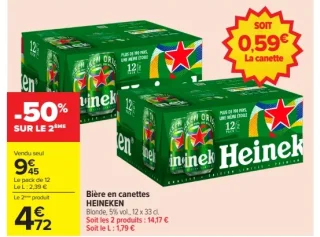 Bière en canettes HEINEKEN Blonde
