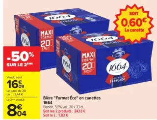 Bière "Format Éco" en canettes 1664 Blonde