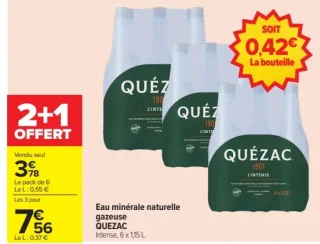 Eau minérale naturelle gazeuse QUEZAC