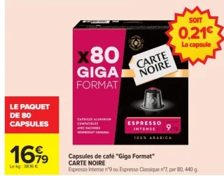 Capsules de café "Giga Format" Carte Noire