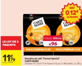 Dosettes de café "Format Spécial" Carte Noire