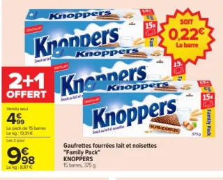 Gaufrettes fourrées lait et noisettes 'Family Pack' KNOPPERS