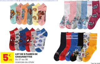 Lot de 6 paires de chaussettes Licences au choix