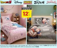 Parure de lit licences au choix (Dragon Ball Z, Disney, Sonic, Stitch, Spider-Man)