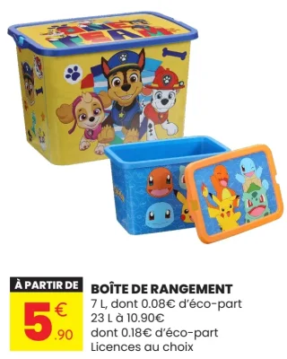 Boîte de rangement Licences au choix (Pokémon / Paw Patrol)