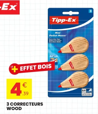 Tipp-Ex 3 Correcteurs Wood Mini Pocket Mouse