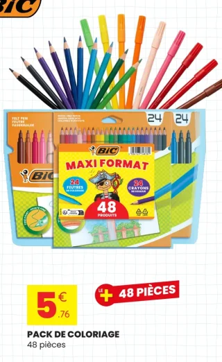 BIC Pack de Coloriage Maxi Format 48 pièces