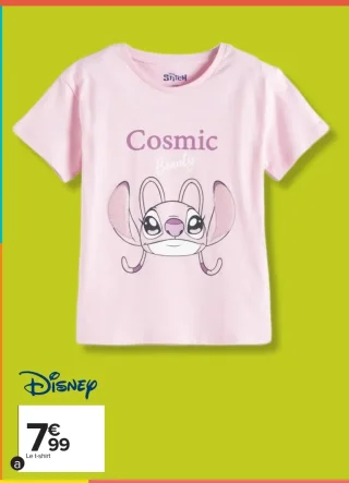 T-shirt rose foncé fille Disney