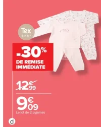 Lot de 2 pyjamas bébé Tex Baby
