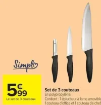 Set de 3 couteaux Simply