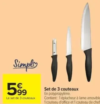 Set de 3 couteaux Simply