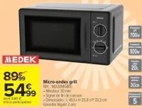 Micro-ondes grill MEDEK MD20MG80L