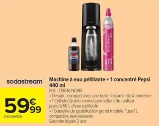Machine à eau pétillante + 1 concentré Pepsi 440 ml sodastream