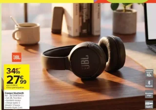 Casque bluetooth JBL JBLT510BTBLKEU